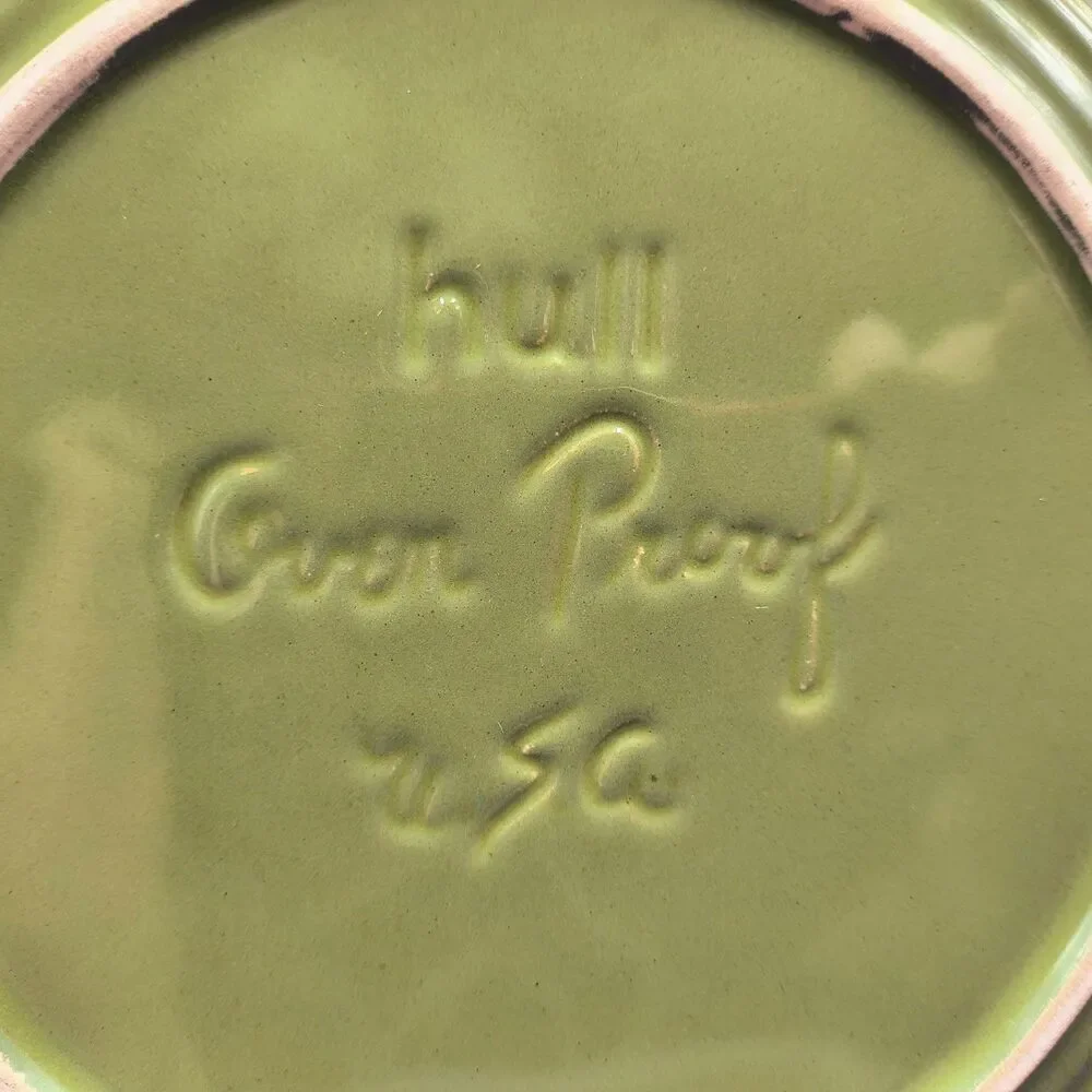 Hull Pottery Avocado Green Drip Glaze Dinner Plate 10